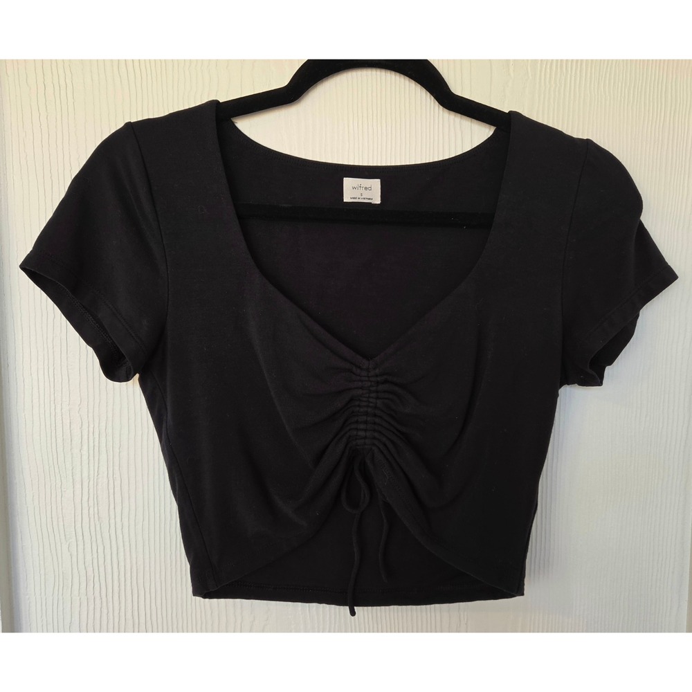 Aritzia Ruched Front Cinch Crop Going Out Top S Whimsigoth Dark Fairy Grunge Y2K